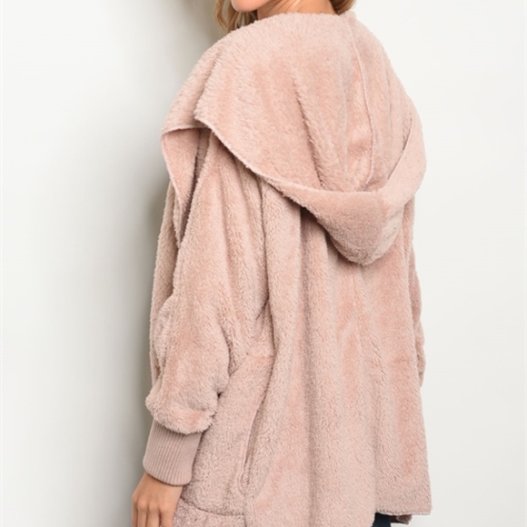 1 LEFT! MAUVE FLEECE CARDIGAN SWEATER - Picture 3 of 4